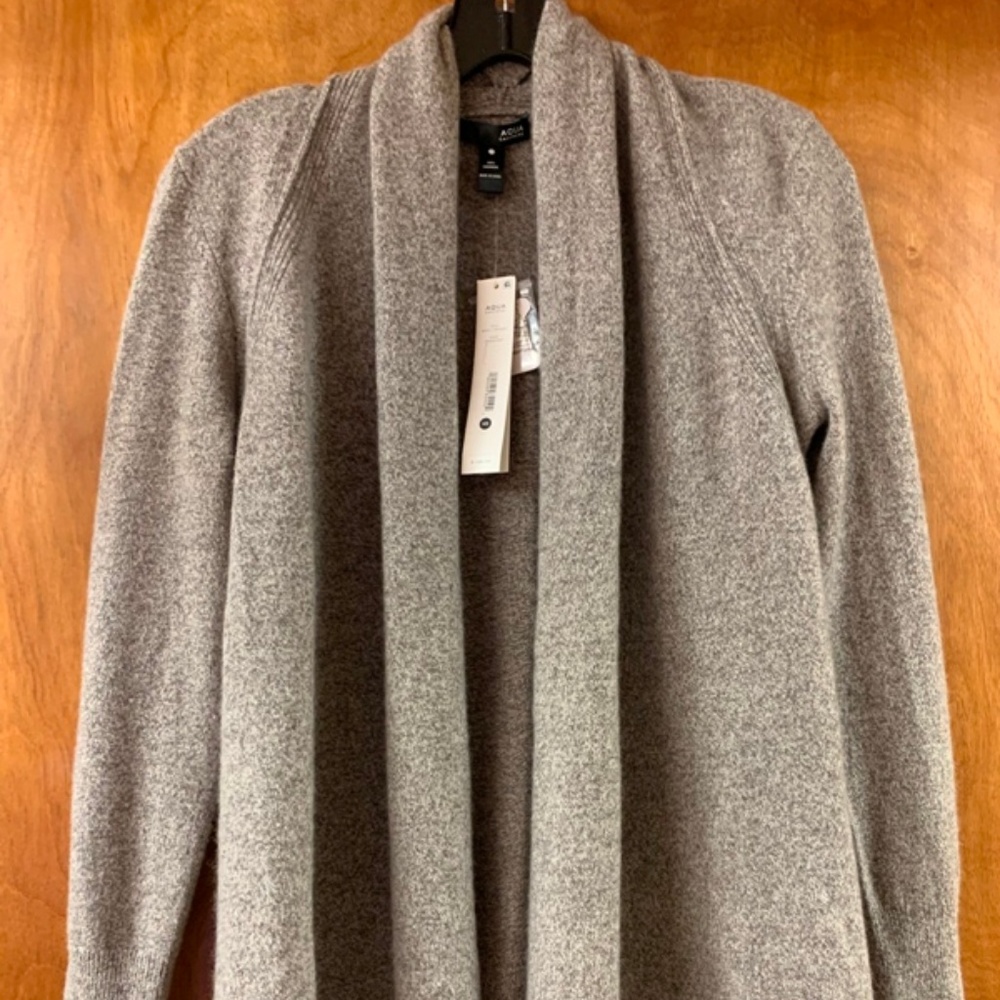 Aqua Cashmere Kimono Sweater - Grey - XS